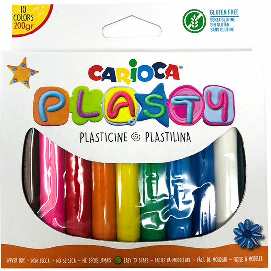 Set De 10 Colores Plastilina Carioca Plasty