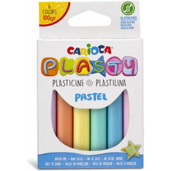 PLASTILINA PLASTY X 6 COLORES PASTEL