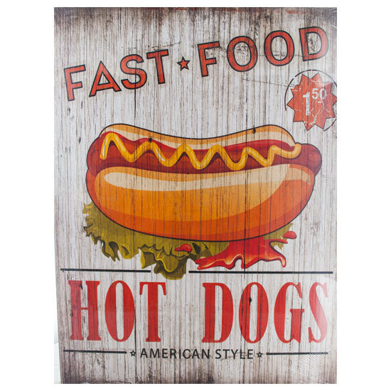 Fast Food Hot Dogs Cuadro De Madera