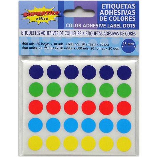 Etiquetas Adhesivas De Colores 13mm - 600uds