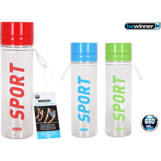 Botella Sport Agua 650ml Bewinner - Colores Surtidos