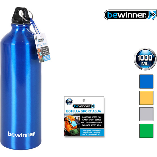 Botella Sport Agua Aluminio 1000ml Bewinner - Colores Surtidos