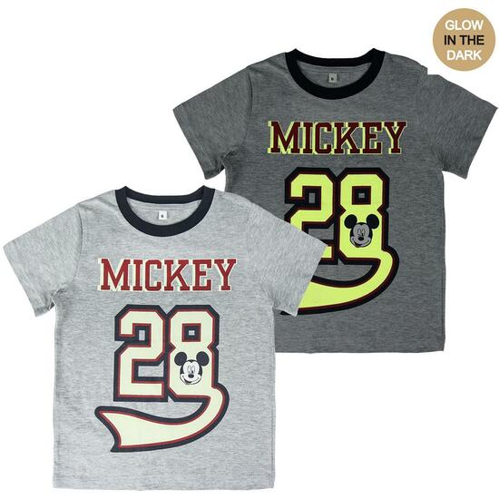Camiseta Corta Premium Glow In The Dark Single Jersey Mickey- Gris