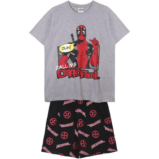 Pijama Corto Single Jersey Punto Deadpool Gray