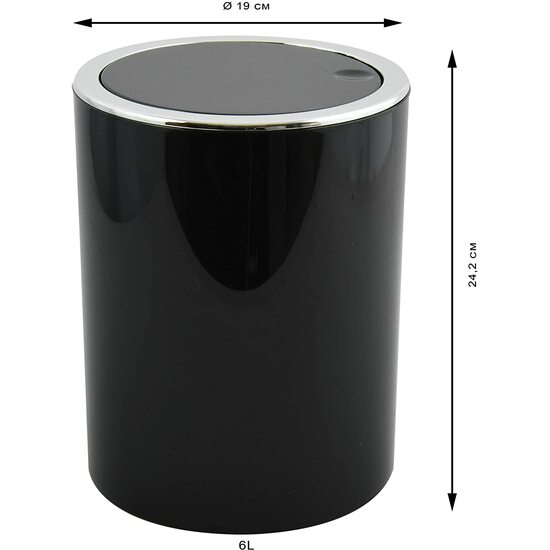 Cubo De Basura 6 Litros Para Baño Msv De Plastico En Color Negro