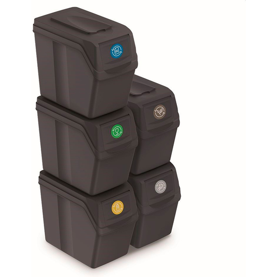 Juego De 5 Cubos De Reciclaje 100l Prosperplast Sortibox De Plastico En Color Antracita