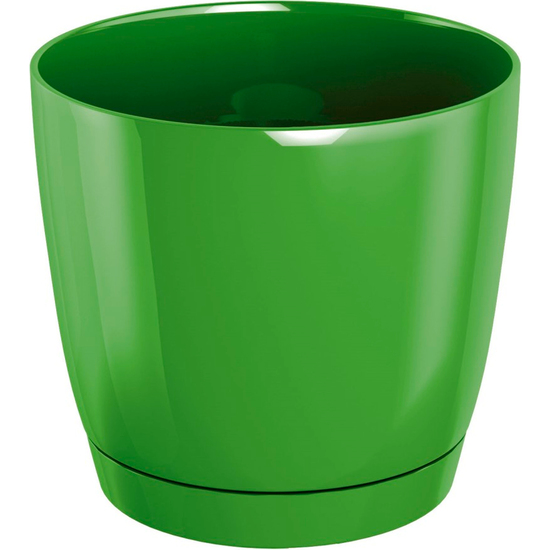 Maceta Redonda De Plastico Coubi Round P En Color Verde Oliva 15,5 X 15,5 X 14,2 (altura) Cm