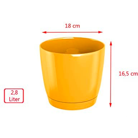 MACETA REDONDA DE PLASTICO COUBI ROUND P EN COLOR CAFE CON LECHE 18 X 18 X 16,5 (ALTURA) CM
