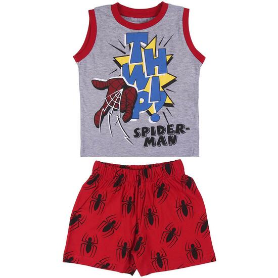 Pijama Corto Tirantes Single Jersey Spiderman Gris