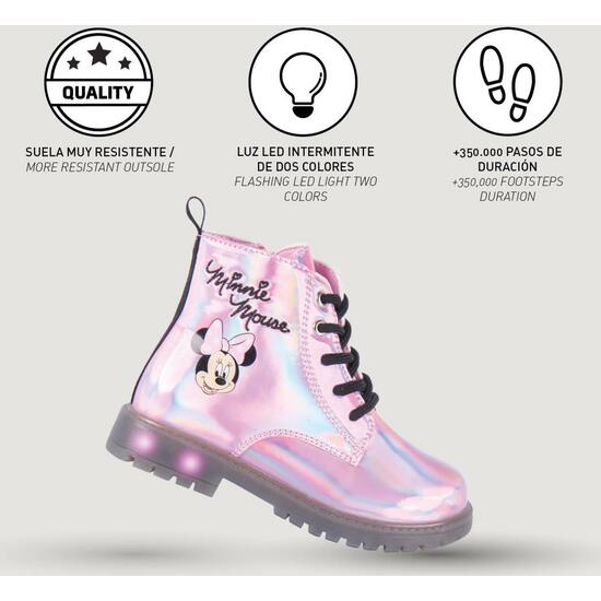 BOTAS CASUAL LUCES MINNIE PINK