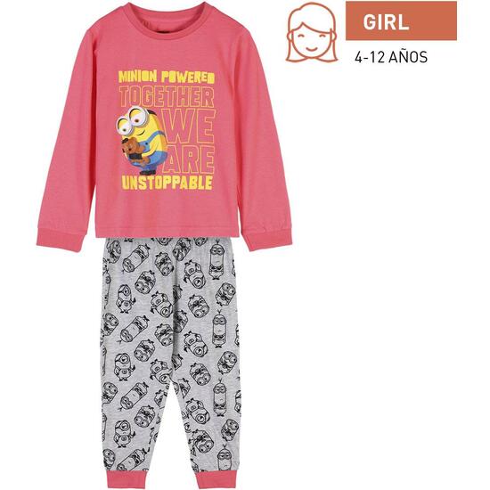 Pijama Largo Single Jersey Minions Dark Pink