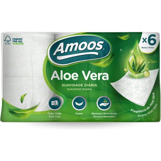 Papel Higienico Amoos Aloe Vera 6 Rollos 3 Capas