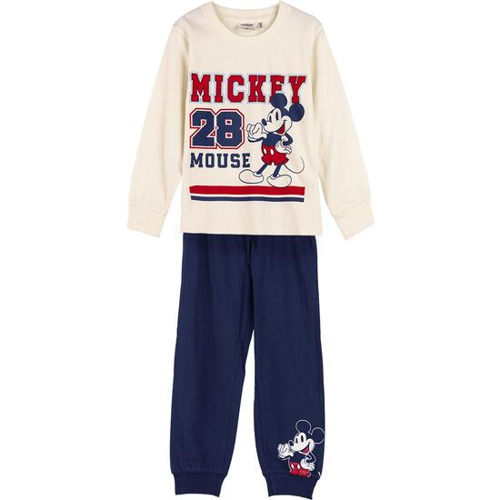 Pijama Largo Single Jersey Mickey Beige
