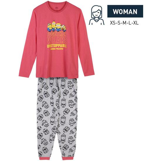 Pijama Largo Single Jersey Minions Rosa
