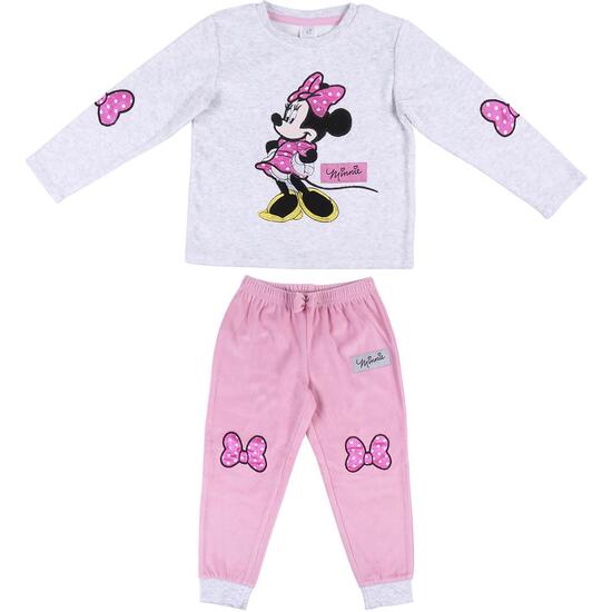 Pijama Largo Velour Cotton Minnie Pink
