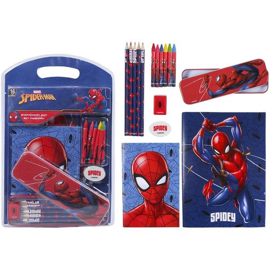 Set Papelería Escolar Spiderman Rojo