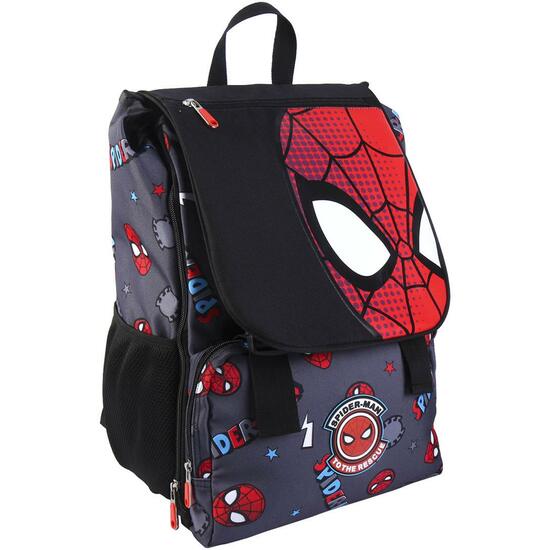 Mochila Escolar Grande Extensible Spiderman Black