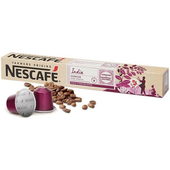 India Nescafé, 10 Cápsulas Nespresso Aluminio Intensidad 9