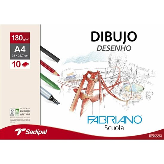 PACK 10 HOJAS  A4 130G/M DIBUJO LISO FABRIANO