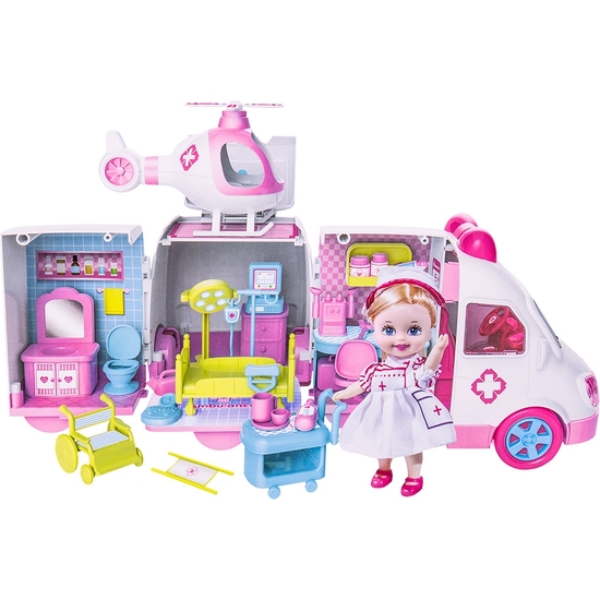 Mini Muñeca Con Ambulancia Y Accesorios
