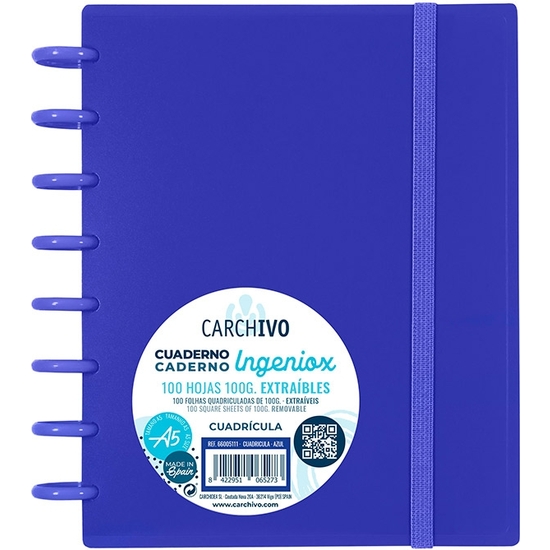 Cuaderno Ingeniox A5 Azul Oscuro 100 Hojas Cuadrícula