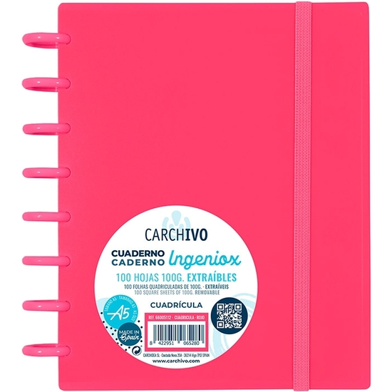 Cuaderno Ingeniox A5 Rojo 100 Hojas Cuadrícula