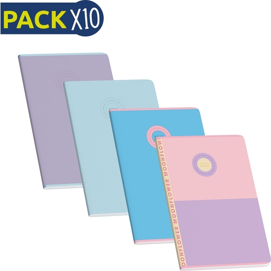 Pack 10 Cuadernos Tapa Plástico Pastel A4 - 48 Hojas 90 Gr Rayado
