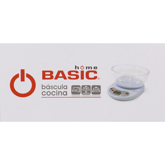 BASCULA COCINA DIGITAL 5KG C/BOL BASIC HOME