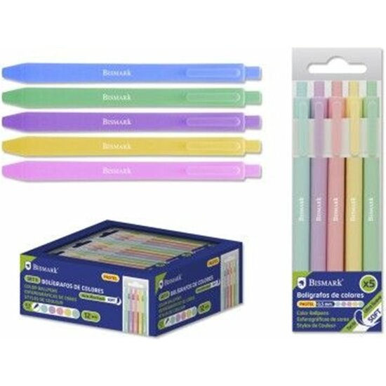 PACK 5 BOLIGRAFOS SOFT TINTA COLORES PASTEL 0.7MM
