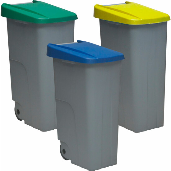 Pack Reciclaje Contenedor Reciclo 110 Litros Cerrado - 330 Litros Totales, En 3 Contenedores, En Colores Azul Verde Amarillo