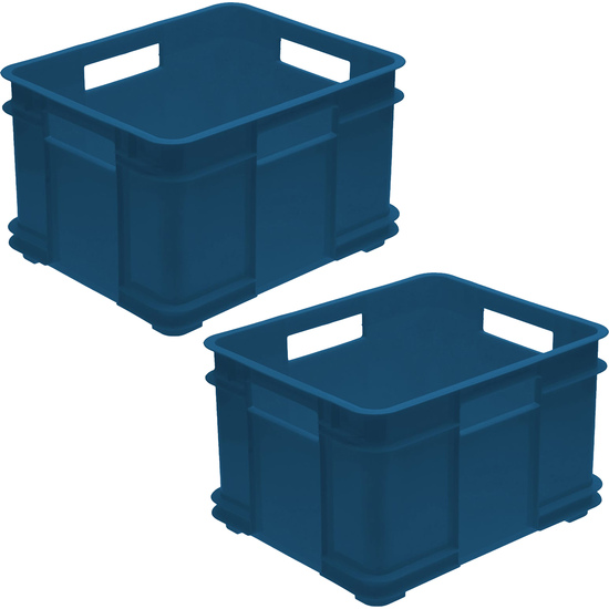 2x Caja De Almacenaje Eurobox Xl, Plástico Eco (pp), 43 X 35 X 24 cm, 28 L, Azul