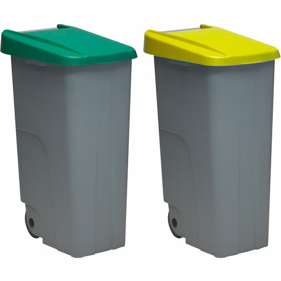 Pack Reciclaje Contenedor Reciclo 110 Litros Cerrado - 220 Litros Totales, En 2 Contenedores, En Colores Verde Amarillo