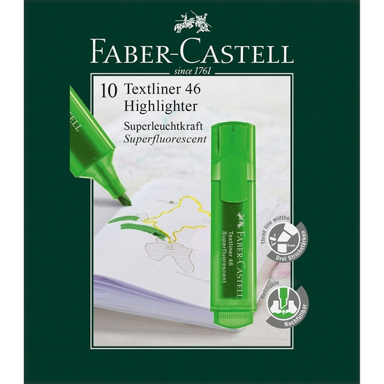 Pack 10 Rotulador Fluorescente Faber-castell Verde