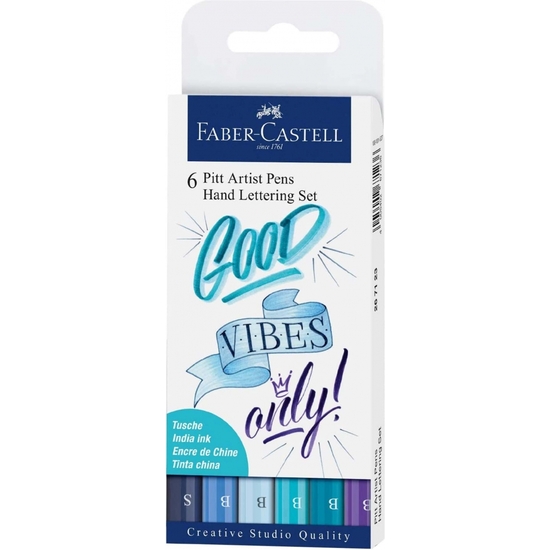 Estuche Faber-castell Pitt 6 Creativ Lettering Azules