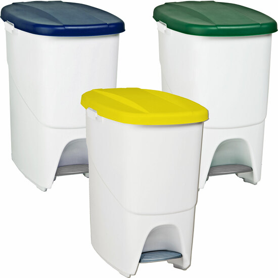 Pack Reciclaje Pedalbin Ecológico - 3 Contenedores De 25 Litros En Colores. Capacidad Total 75 Litros