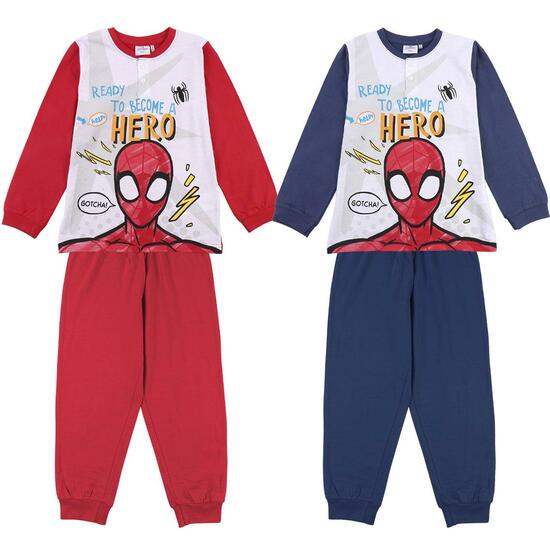 Pijama Largo Single Jersey Algodón Spiderman Rojo