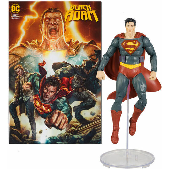 FIGURA SUPERMAN + COMIC BLACK ADAM DC COMICS 17CM