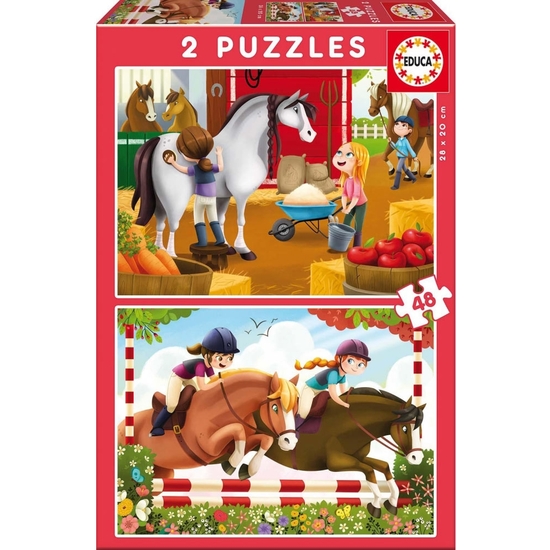 Puzzle Doble 2x48 Cuidando Caballos