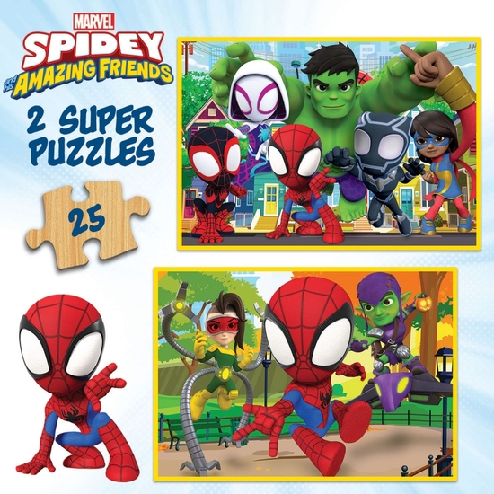 SPIDEY PUZZLE DOBLE MADERA 2X25