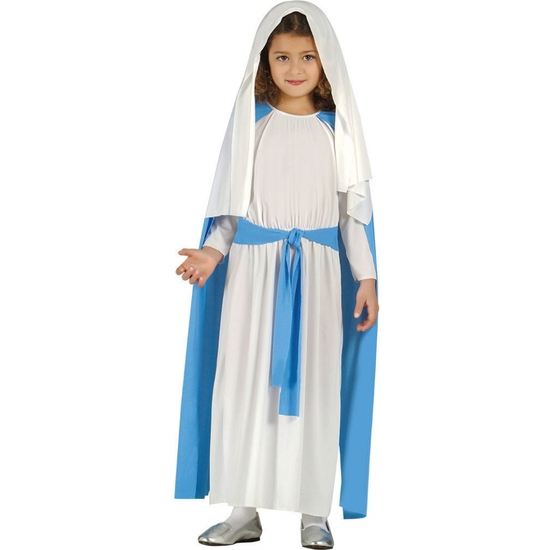 Traje Virgen María 7-9 Años. Vestido Con Capa, Tocado