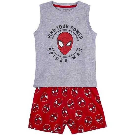 Pijama Corto Single Jersey Tirantes Spiderman Gray