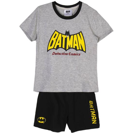 Pijama Corto Single Jersey Punto Batman Gray