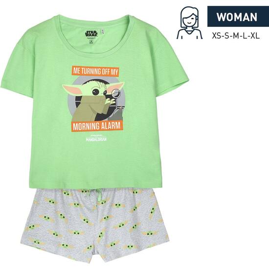 Pijama Corto Single Jersey Punto The Mandalorian Light Green
