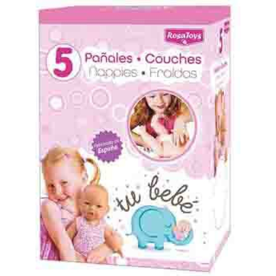 Caja 5 Pañales Para Muñeco Bebé