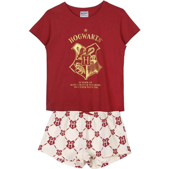 Pijama Corto Single Jersey Punto Harry Potter Dark Red