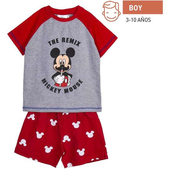 Pijama Corto Single Jersey Punto Mickey Red