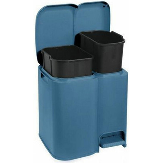 Cubo De Reciclaje Patty2 Con Dos Compartimentos Y Cubos Extraibles Color Azul