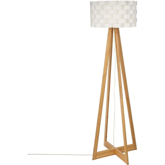 Lámpara De Pie Perfecta Para La Decoración En Bambú Color Blanco|d. 50 X H. 150 Cm