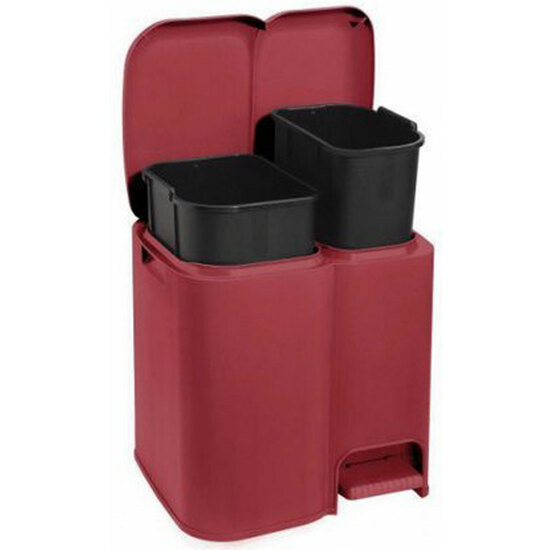 Cubo De Reciclaje Patty2 Con Dos Compartimentos Y Cubos Extraibles Color Rojo