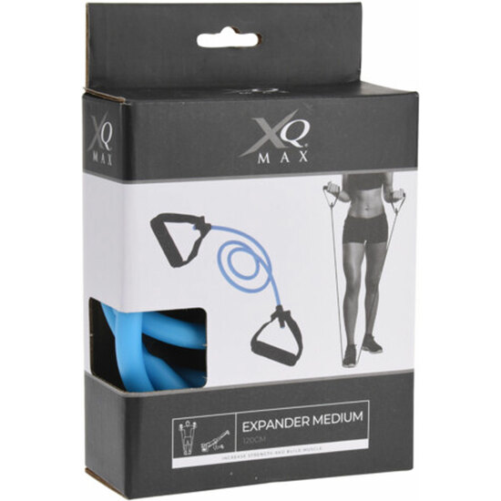 XQMAX EXPANDER MEDIUM. MATERIAL TPE. SIZE 7X10X1200MM. TPE IN BLUE-2995C, FOAM HANDLES IN BLACK. PACKED IN WINDOW COLORBOX INCLUDING MANUAL/ 130X55X20